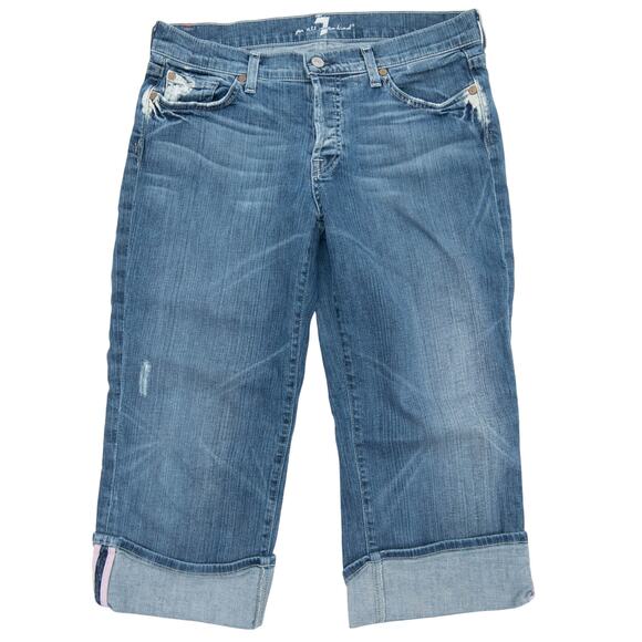 7 For All Mankind Summer Cropped Boyfriend Cut Jeans Size 30 - Picture 1 of 11